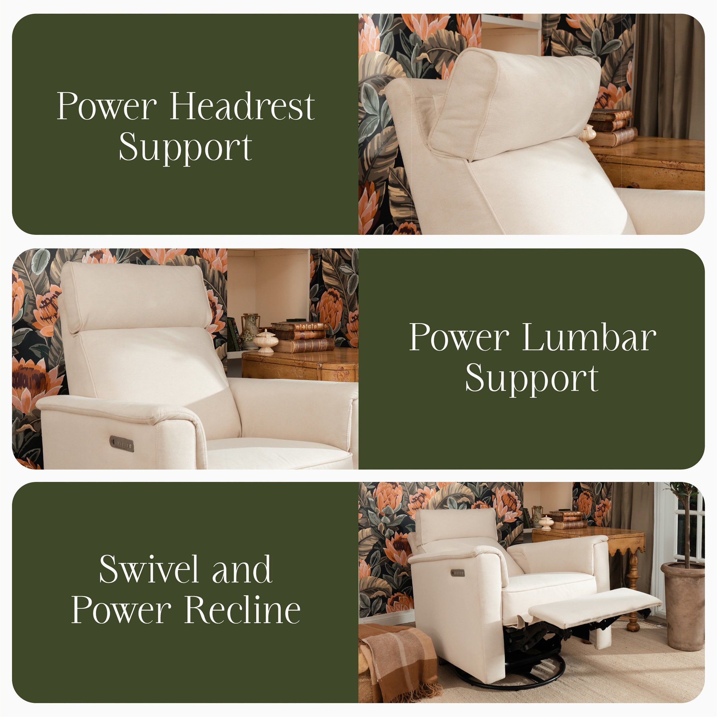M17182PCMEW,Willa Pro Power Glider Recliner w/ Power Lumbar in Performance Cream Eco-Weave