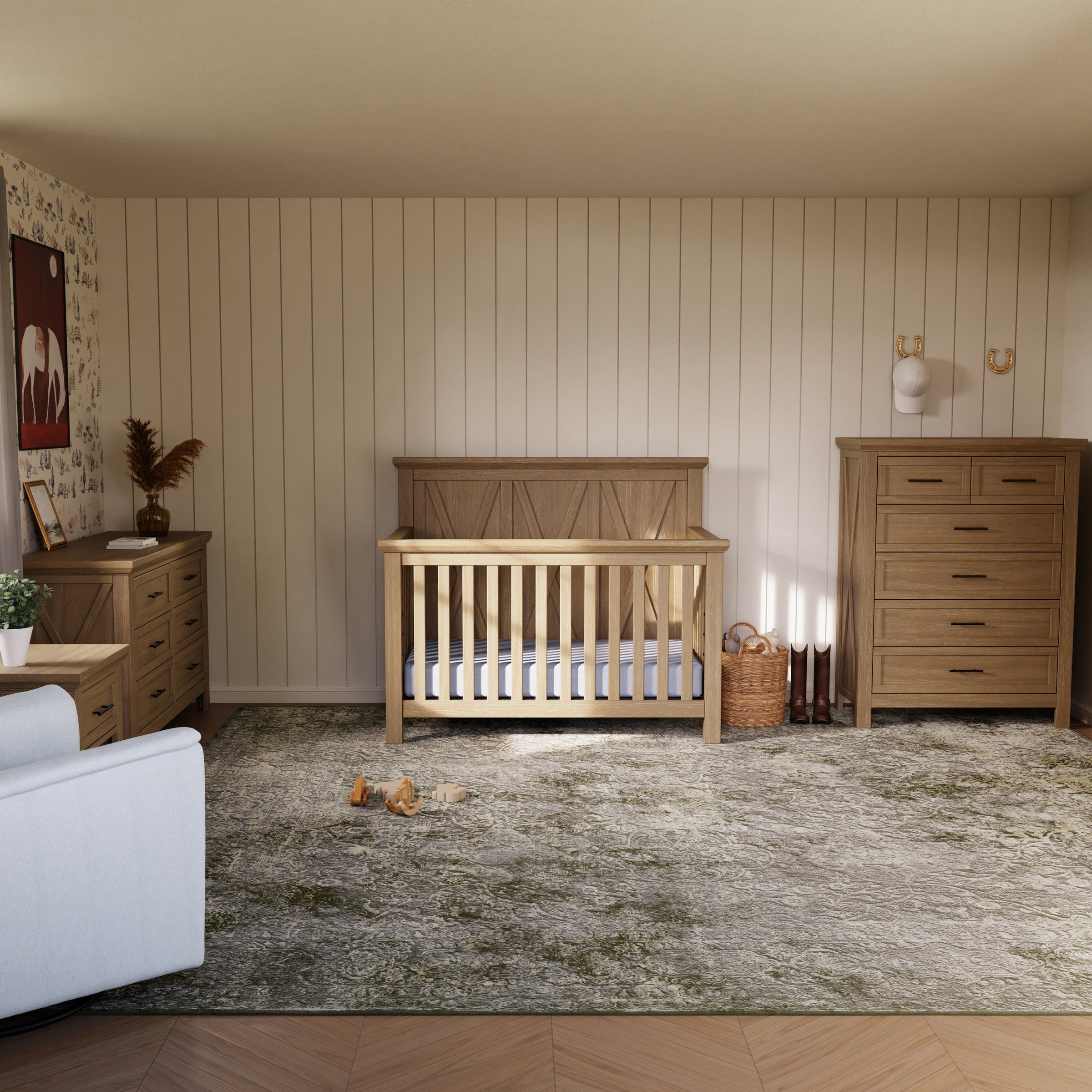 B14501DF,Emory Farmhouse 4-in-1 Convertible Crib in Driftwood