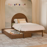 M25973NL,Twin Storage Trundle Bed in Natural Walnut