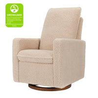 M20987CSGDB,Cali Pillowback Swivel Glider in Chai Shearling w/ Dark Wood Base