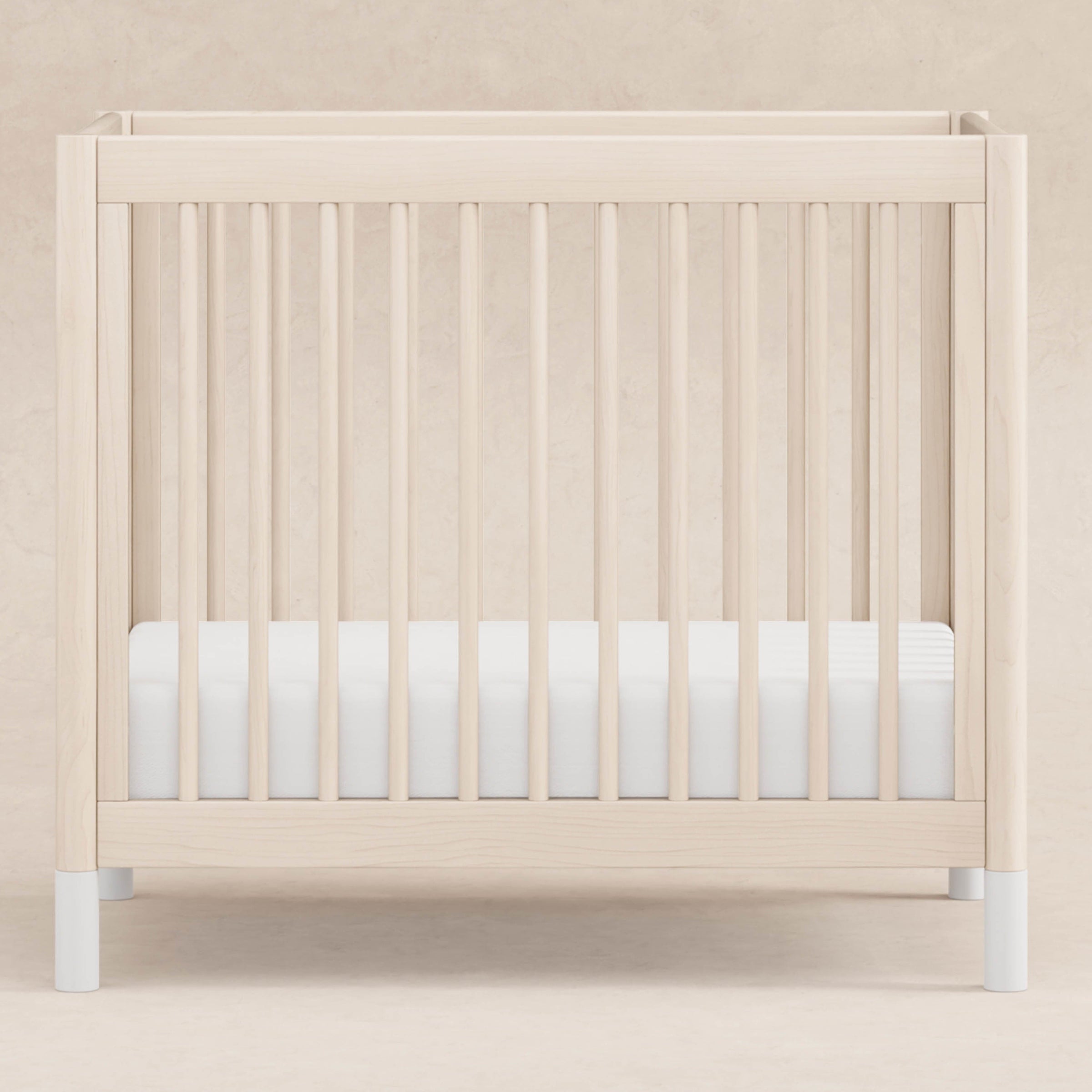 M12998NXW,Gelato 4-in-1 Convertible Mini Crib and Twin bed in Washed Natural Finish w/White Feet