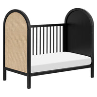 M25601BNC,Bondi Cane 3-in-1 Convertible Crib w/ Toddler Bed Kit in Black with Natural Cane