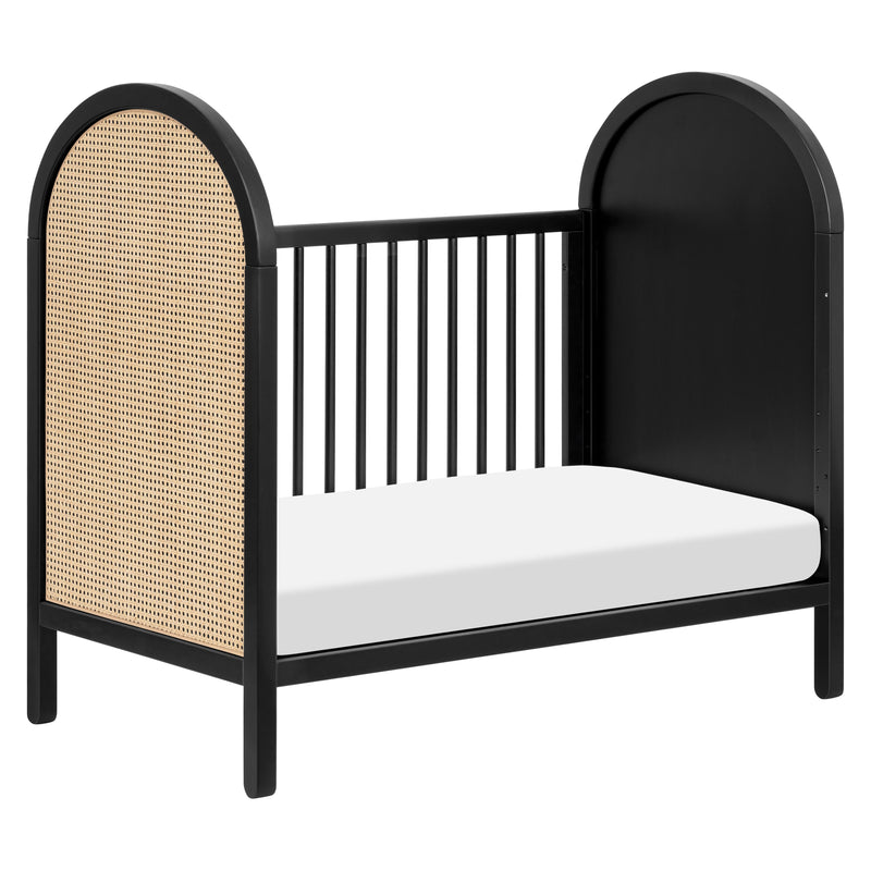 M25601BNC,Bondi Cane 3-in-1 Convertible Crib w/ Toddler Bed Kit in Black with Natural Cane