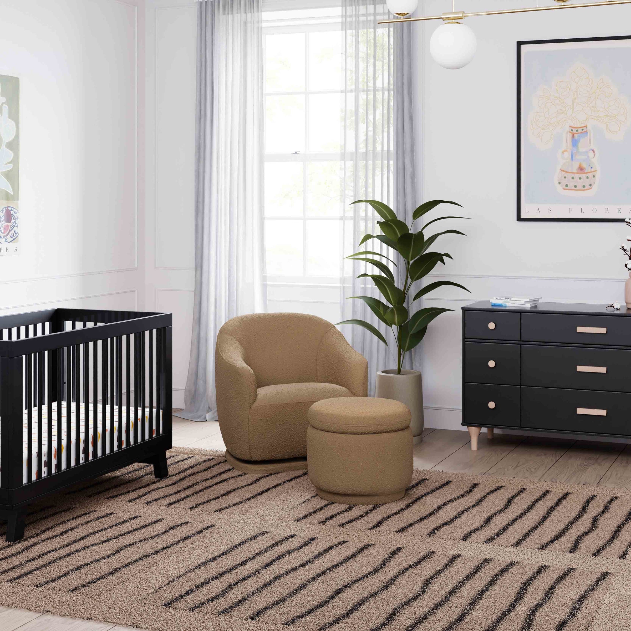 M22985SAB,Enoki Storage Ottoman in Sand Boucle