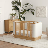 M26201HYWB,Bondi Boucle 4-in-1 Convertible Crib w/ Toddler Bed Kit in Honey with Ivory Boucle