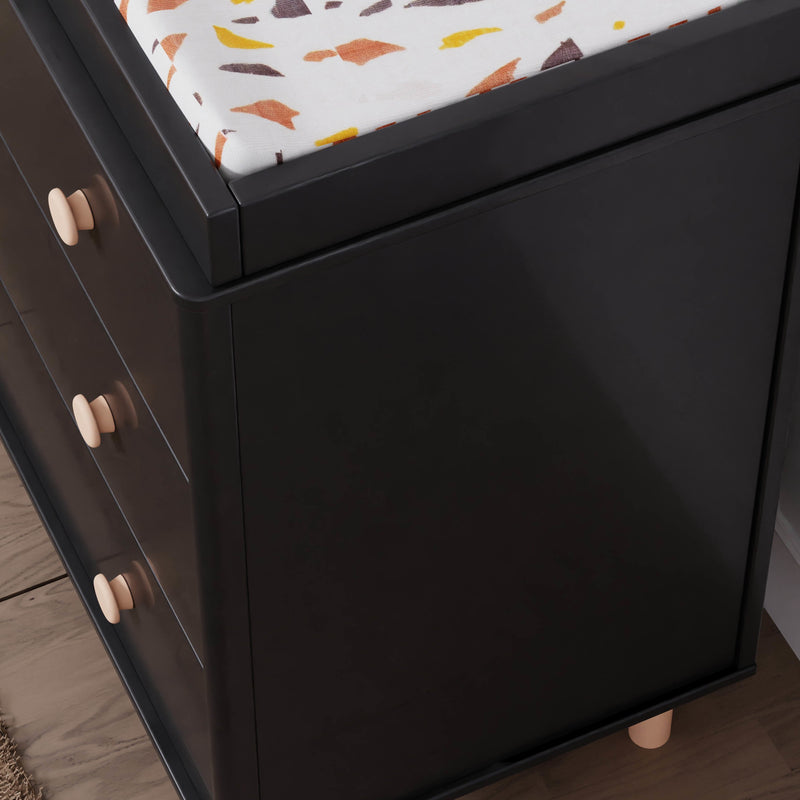 M9023BNX,Lolly 3-Drawer Changer Dresser w/Removable Changing Tray in Black/Washed Natural
