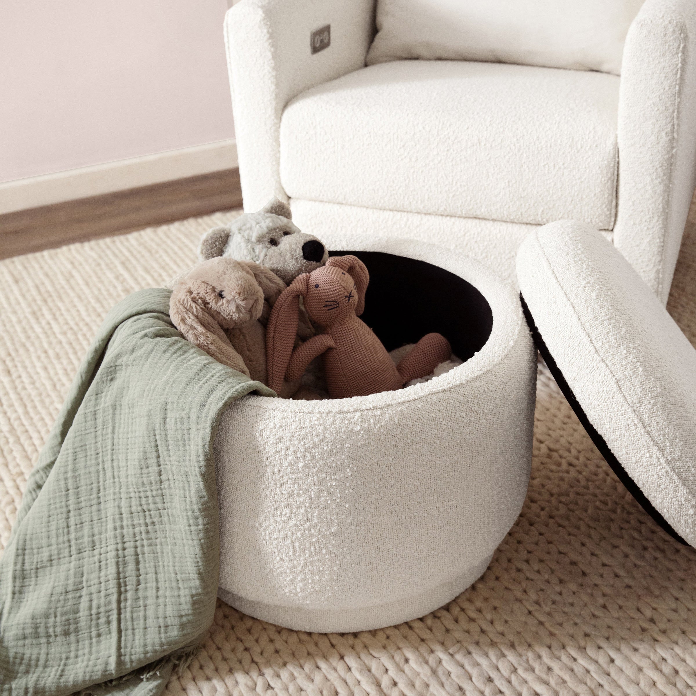M22985WB,Enoki Storage Ottoman in Ivory Boucle