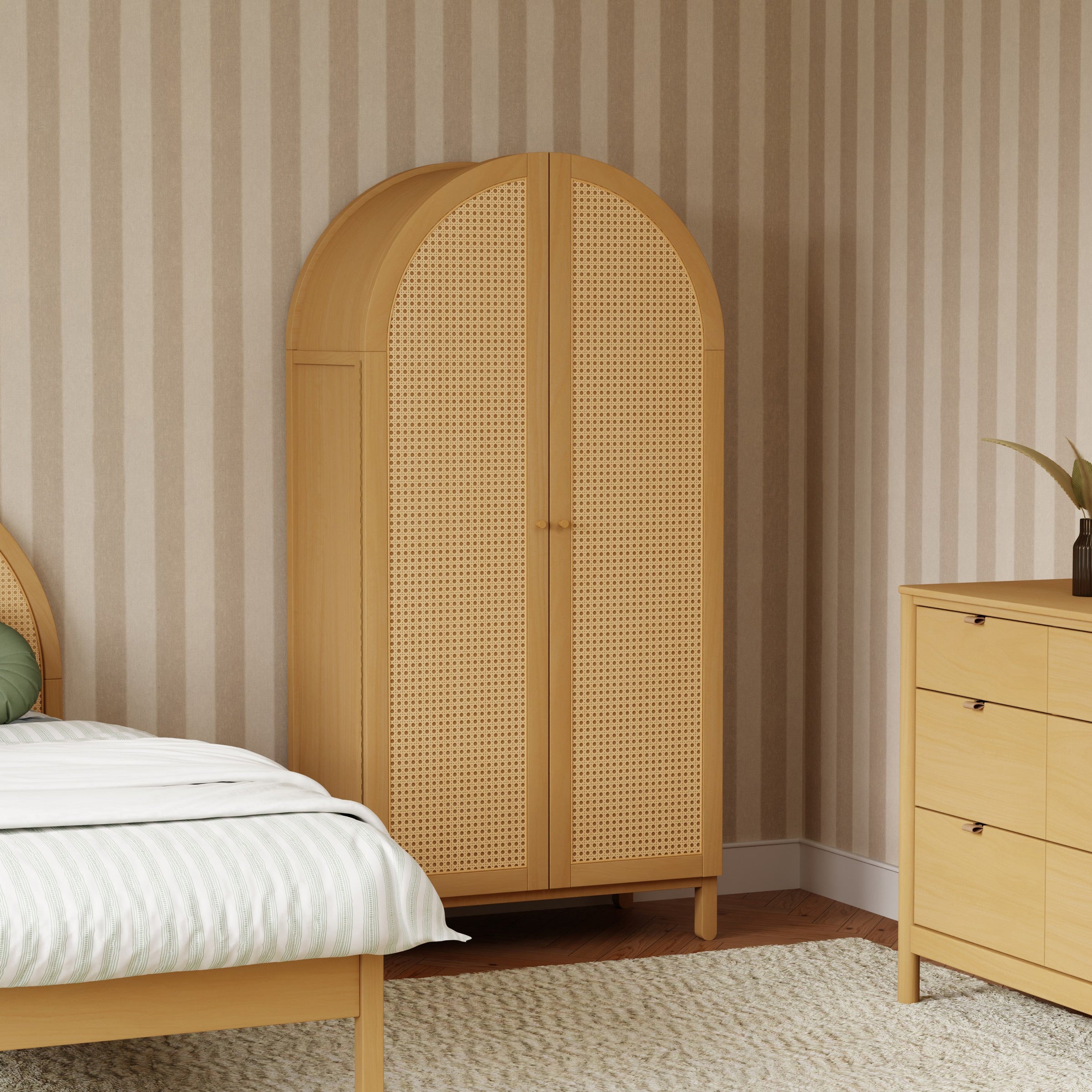 M25929HY,Bondi Cane Armoire  Assembled in Honey