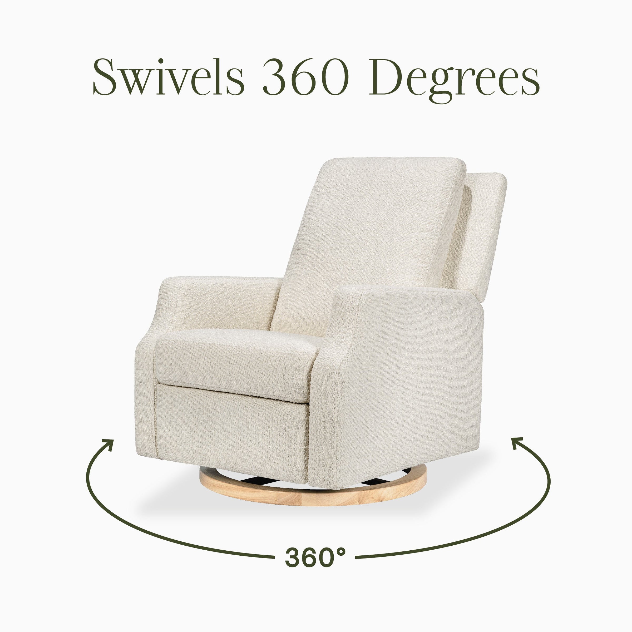 M22287WBLB,Crewe Recliner and Swivel Glider in Ivory Boucle w/Light Wood Base