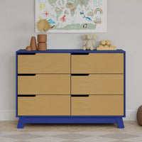 M4216CBTHY,Hudson 6-Drawer Double Dresser  Assembled in Cobalt and Honey