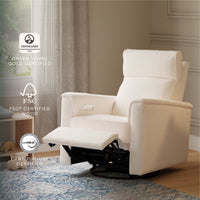 B17186YC,Willa Plus Power Glider Recliner w/ Power Headrest in Ivory Corduroy