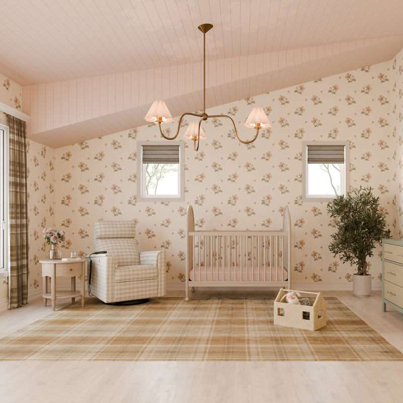 M17183TGH,Willa Deluxe Power Glider Recliner w/Heat&Massage in Tan Gingham