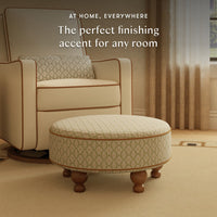 M33385OSRCTF,Nate Berkus x Babyletto Astre Ottoman in Perf Olive Star Eco-Crossweave w/Toffee feet