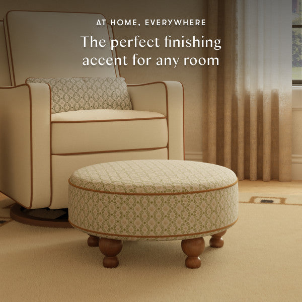 M33385OSRCTF,Nate Berkus x Babyletto Astre Ottoman in Perf Olive Star Eco-Crossweave w/Toffee feet