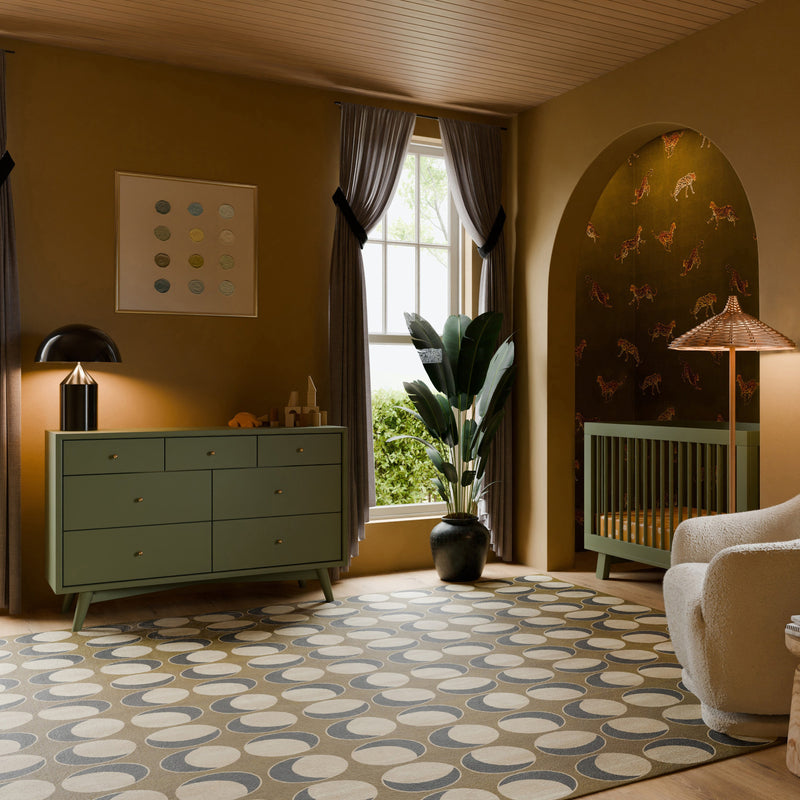 M15916OL,Palma 7-Drawer Double Dresser  Assembled in Olive