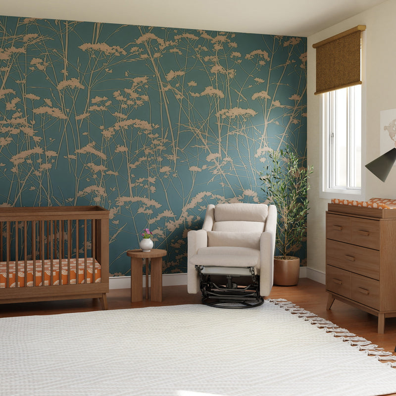 M11286PBEW,Kiwi Plus Power Glider Recliner w/ Power Headrest in Performance Beach Eco-Weave