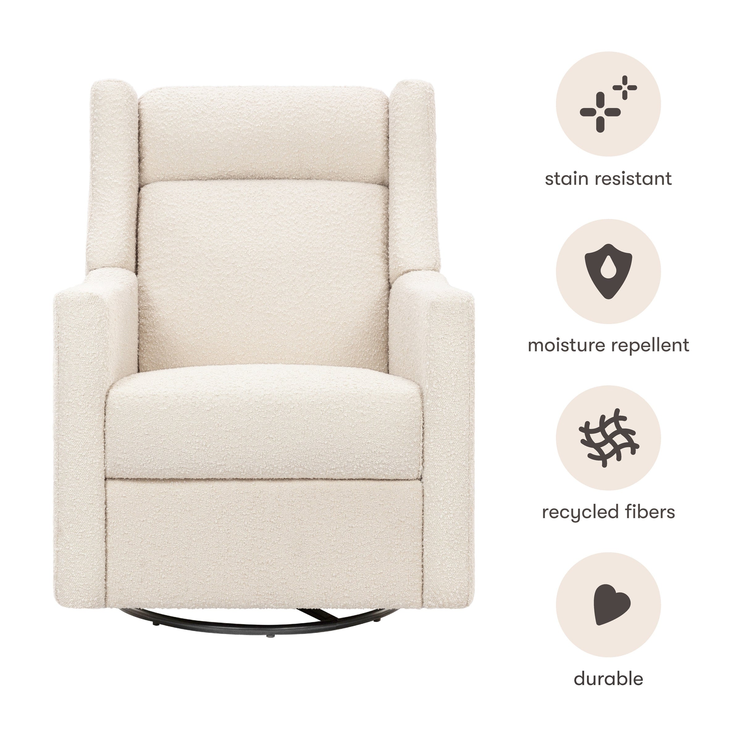 M11283PWB,Kiwi Deluxe Power Glider Recliner w/Heat&Massage in Performance Ivory Boucle