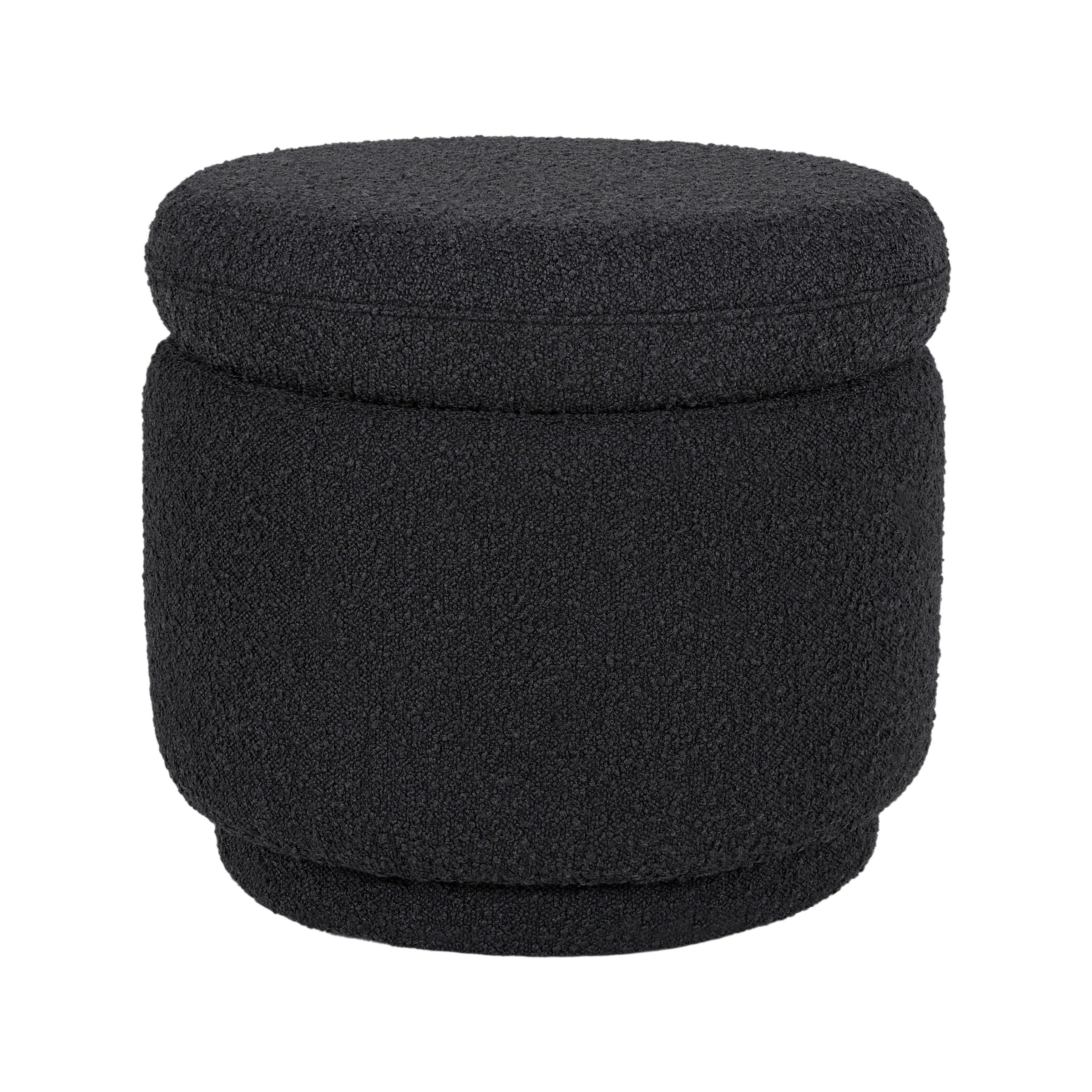 M22985BKB,Enoki Storage Ottoman in Black Boucle