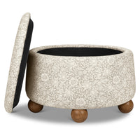 M30985MADF,Tuffet Storage Ottoman Mallow in Ash w/ Dark Wood Ball Feet