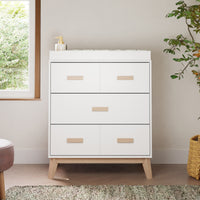 M5823WNX,Scoot 3-Drawer Changer Dresser in White/Washed Natural Finish