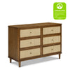 M23716NLBC,Marin with Cane 6 Drawer Assembled Dresser in Natural Walnut and Blonde Cane