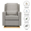 M23085PGEWLB,Sigi Glider Recliner w/ Electronic Control and USB in Performance Grey Eco-Weave w/Light Wood Base