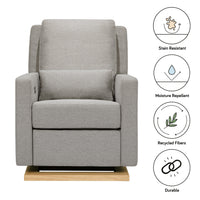M23085PGEWLB,Sigi Glider Recliner w/ Electronic Control and USB in Performance Grey Eco-Weave w/Light Wood Base