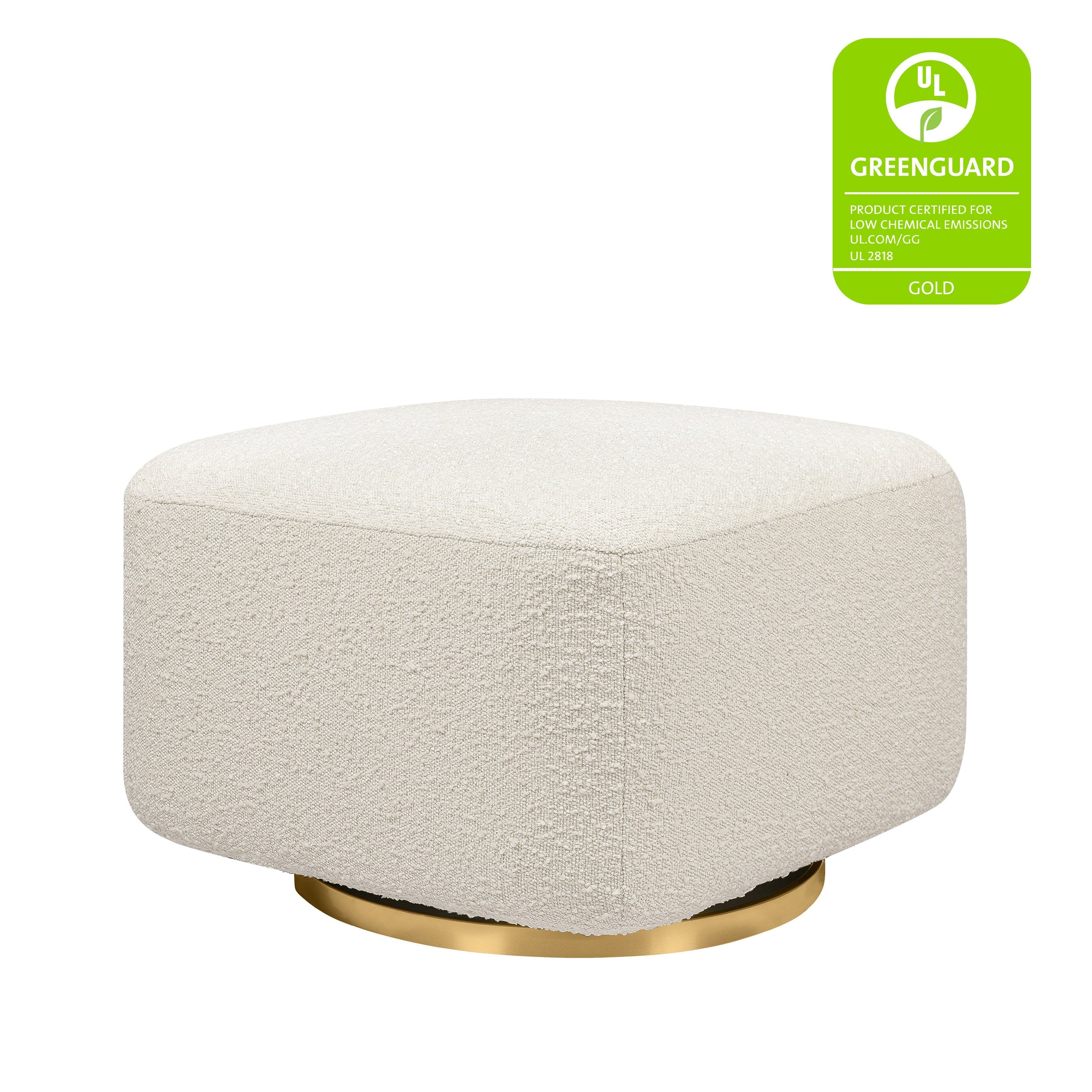 M26385WBG,Kiwi Gliding Ottoman in Ivory Boucle w/ Gold Base