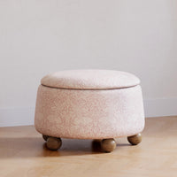 M30985PBRRDF,Tuffet Storage Ottoman Pure Brer Rabbit in Rose w/Dark Wood Ball Feet