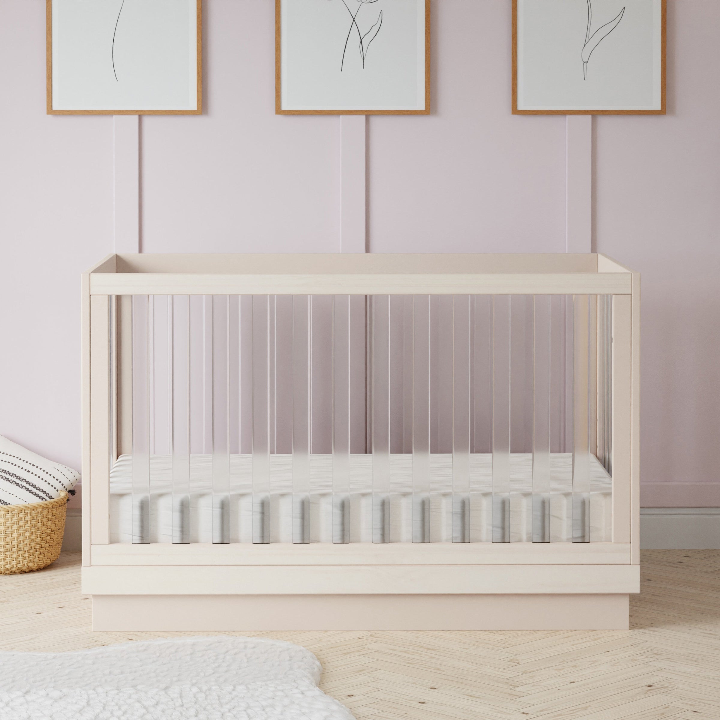 M8601KNX,Harlow 3-in-1 Convertible Crib w/Toddler Bed Conversion Kit in Washed Natural/