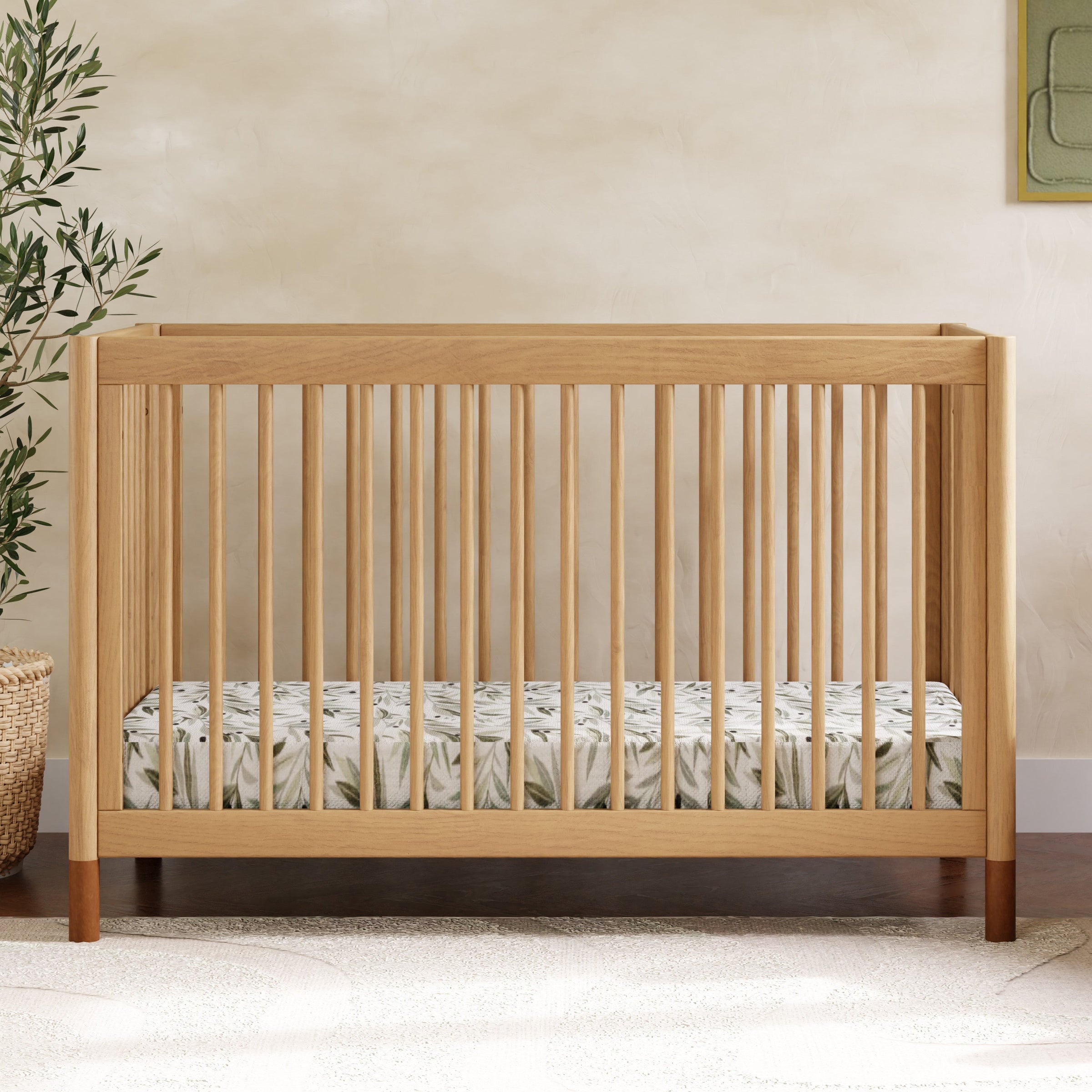 M12901HYVTL,Gelato 4-in-1 Convertible Crib w/Toddler Bed Kit in Honey/Vegan Tan Leather Feet