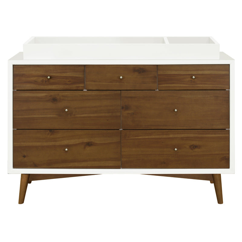 M15916RWNL,Palma 7-Drawer Double Dresser  Assembled in Warm White w/Natural Walnut