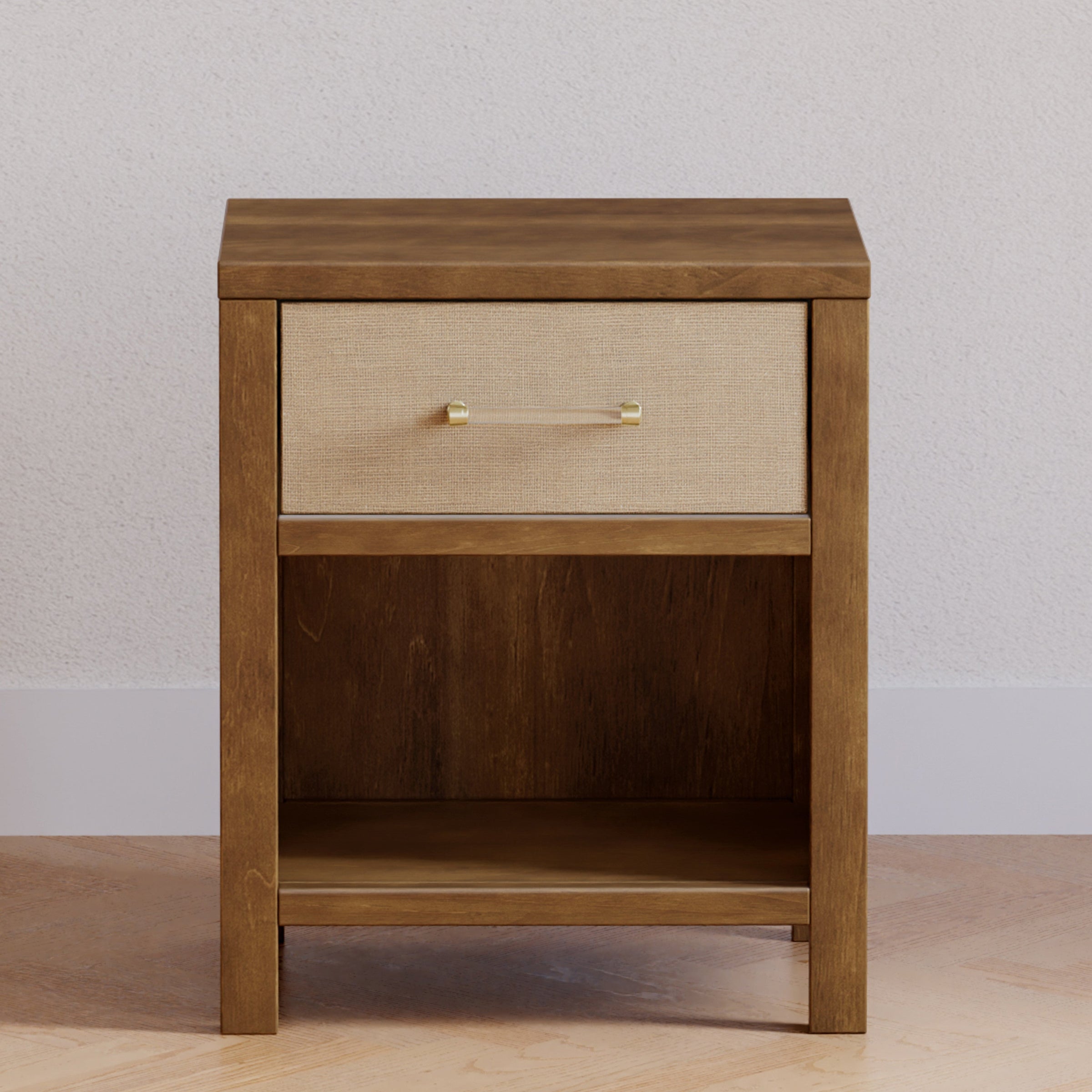 M24860NLPSEW,Eloise Nightstand  Assembled in Natural Walnut & Performance Sand Eco-Weave