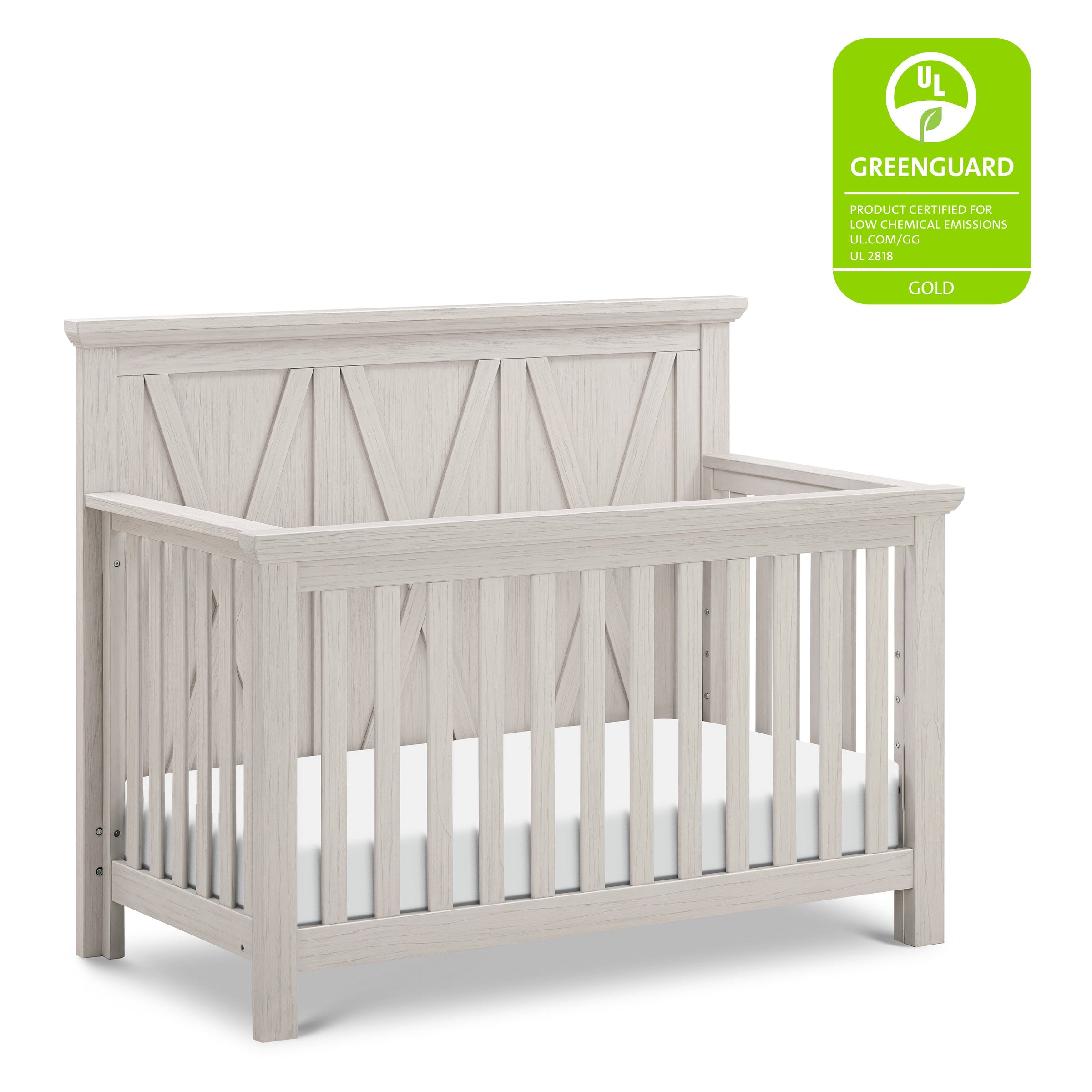 B14501WDF,Emory Farmhouse 4-in-1 Convertible Crib in White Driftwood