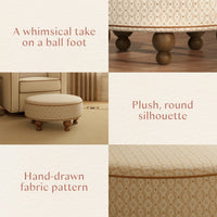 M33385BSRCTF,Nate Berkus x Babyletto Astre Ottoman in Perf Bronze Star Eco-Crossweave w/Toffee feet