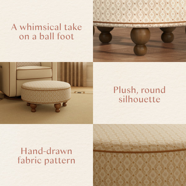 M33385BSRCTF,Nate Berkus x Babyletto Astre Ottoman in Perf Bronze Star Eco-Crossweave w/Toffee feet
