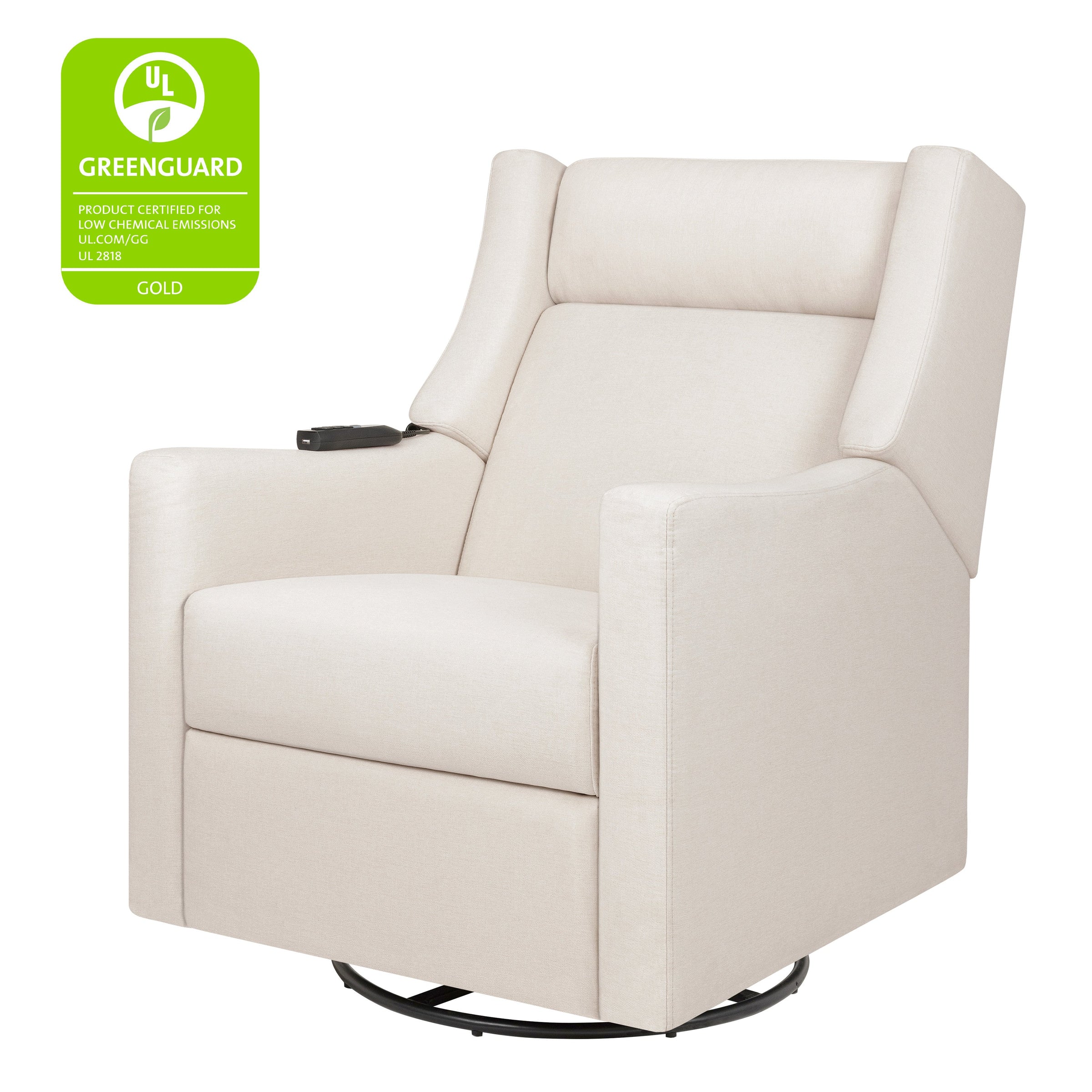 M11283PCMEW,Kiwi Deluxe Power Glider Recliner w/Heat&Massage in Performance Cream Eco-Weave
