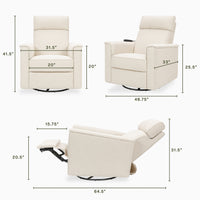 M17183PWB,Willa Deluxe Power Glider Recliner w/Heat&Massage in Performance Ivory Boucle