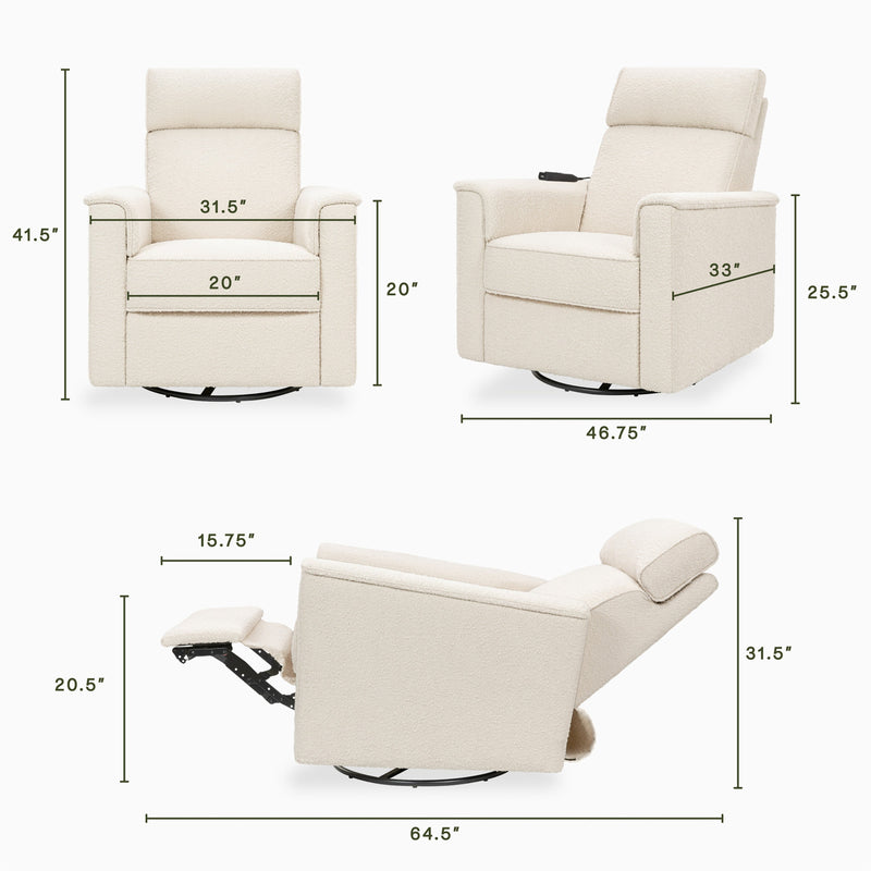 M17183PWB,Willa Deluxe Power Glider Recliner w/Heat&Massage in Performance Ivory Boucle