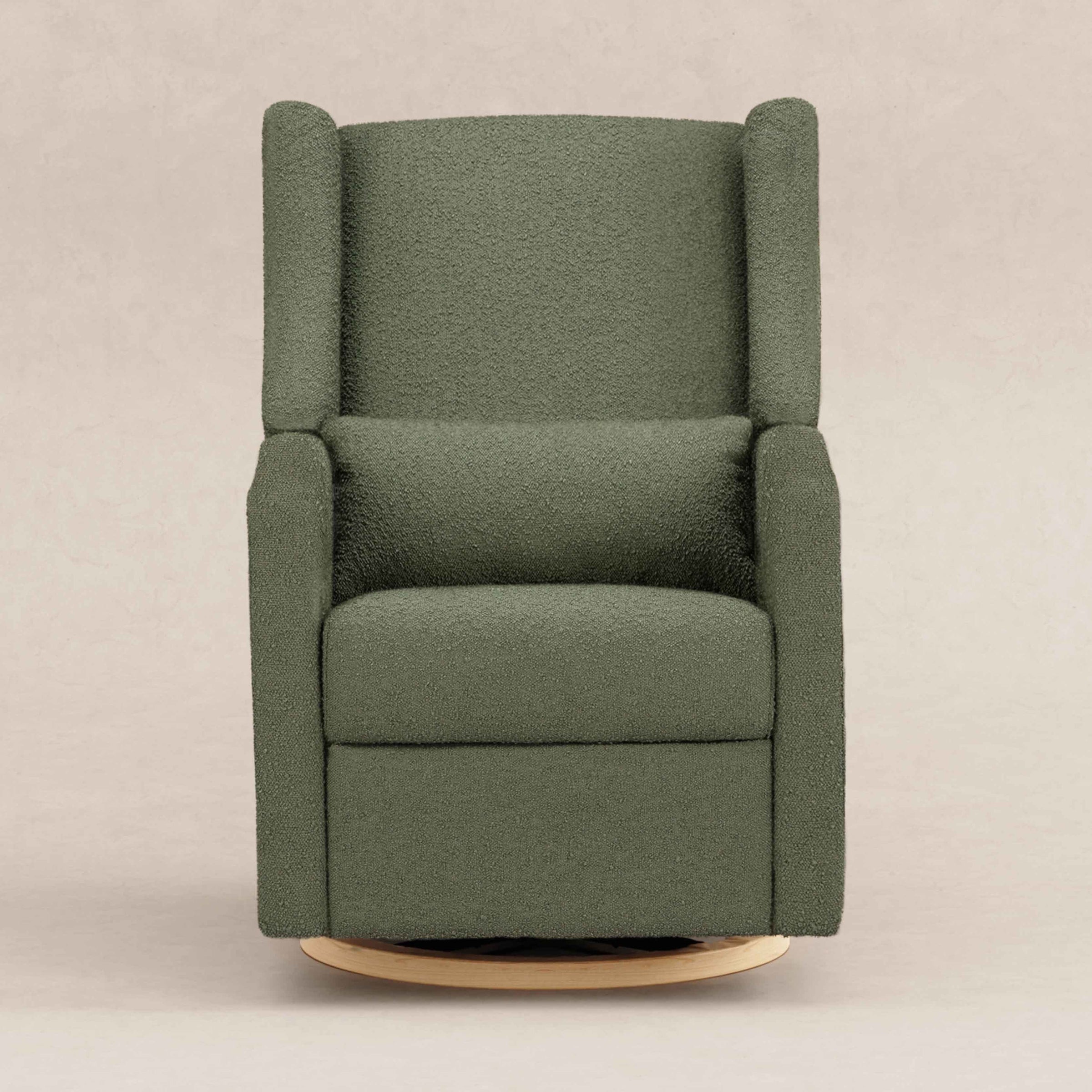 M11288OBLB,Kiwi Glider Recliner w/ Electronic Control and USB in Olive Boucle w/Light Wood Base