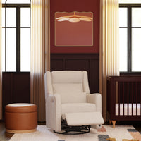 M11286AT,Kiwi Plus Power Glider Recliner w/ Power Headrest in Almond Teddy Loop