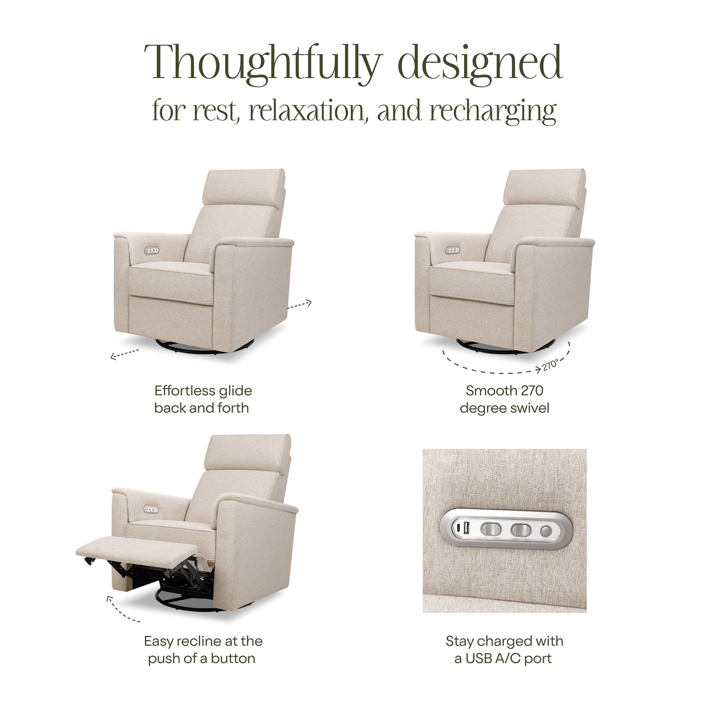 M17186PBEW,Willa Plus Power Glider Recliner w/ Power Headrest in Performance Beach Eco-Weave