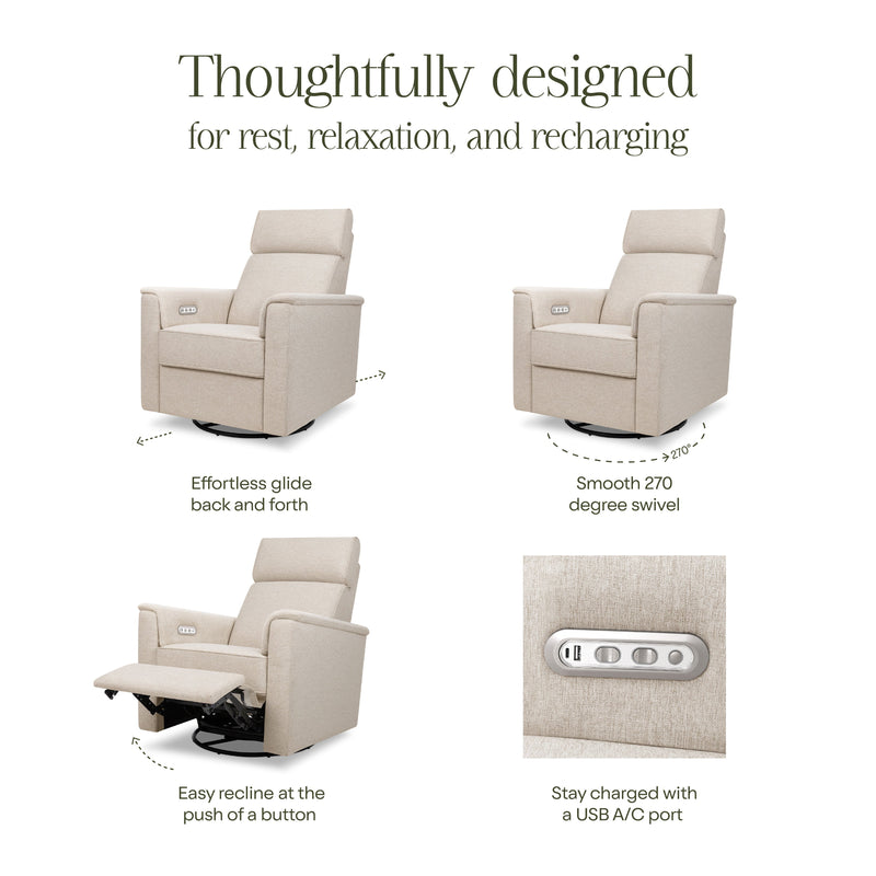 M17186PBEW,Willa Plus Power Glider Recliner w/ Power Headrest in Performance Beach Eco-Weave