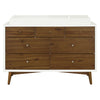 M15916RWNL,Palma 7-Drawer Double Dresser  Assembled in Warm White w/Natural Walnut
