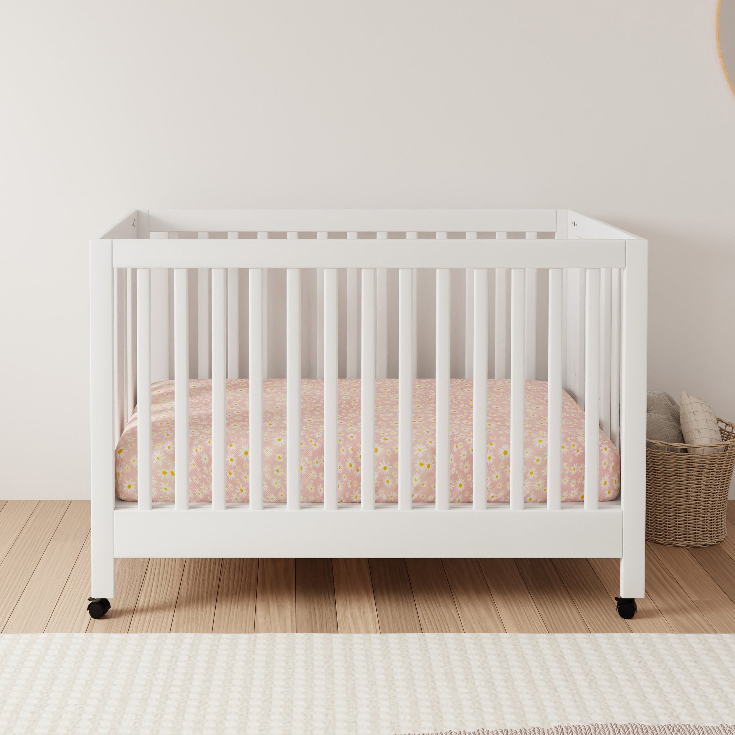 M6601W,Maki Full-Size Folding Crib w/Toddler Bed Conversion Kit in White Finish