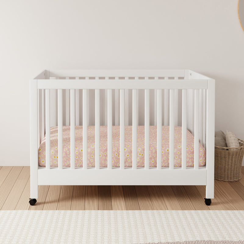 M6601W,Maki Full-Size Folding Crib w/Toddler Bed Conversion Kit in White Finish