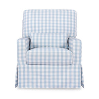 M21787BGH,Crawford Pillowback Comfort Swivel Glider in Blue Gingham