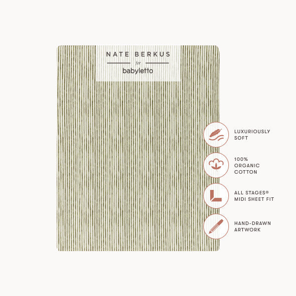 T34333JS,Nate Berkus x Babyletto All-Stages Midi Sheet in Juniper Stripe