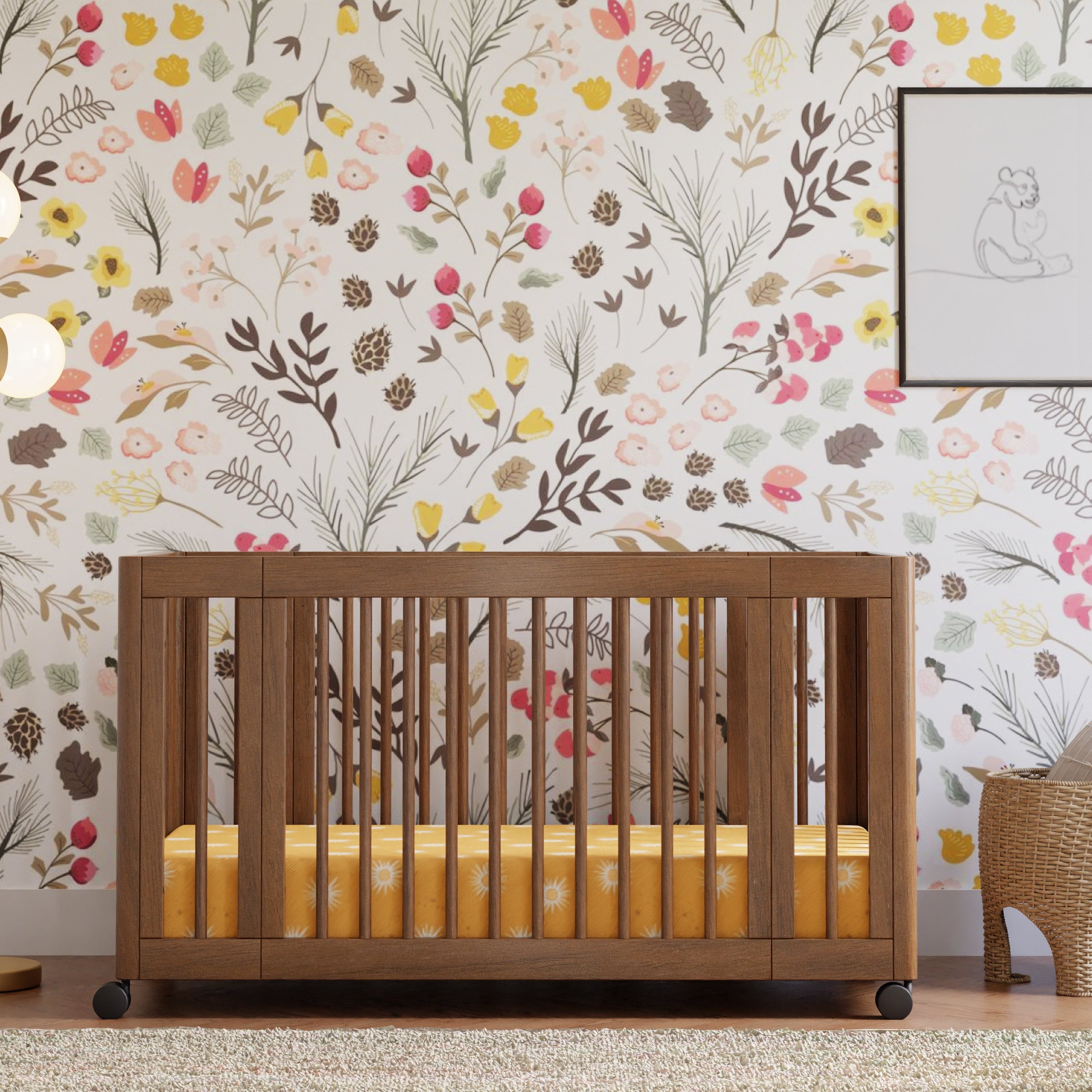 M23401NL,Yuzu 8-in-1 Convertible Crib w/All-Stages Conversion Kits in Natural Walnut