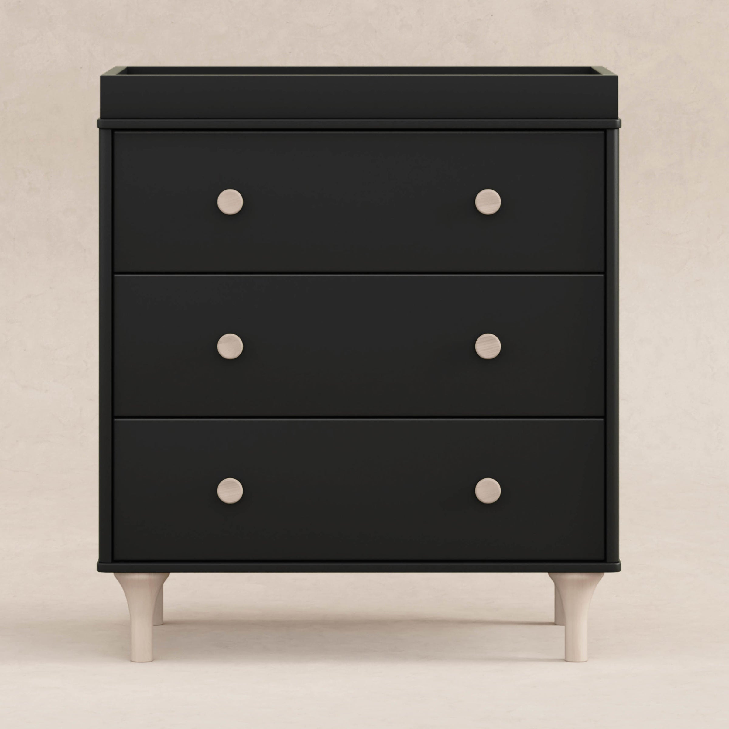 M9023BNX,Lolly 3-Drawer Changer Dresser w/Removable Changing Tray in Black/Washed Natural